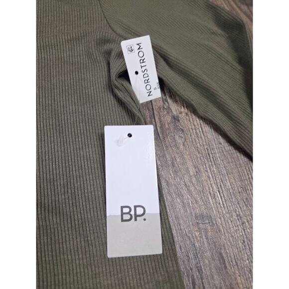 BP NWT Ribbed Soft Flowy Long Sleeve Thin Stretch Dress Size Small Olive Green - Picture 3 of 5